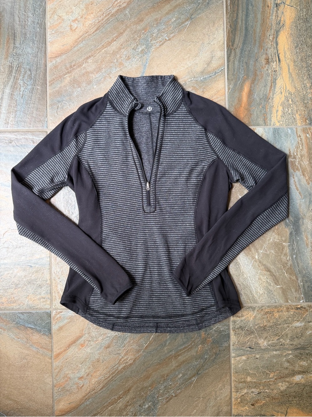 Lululemon Run: U-Turn Pullover Reversible Pique Black Heathered Black Size 12
